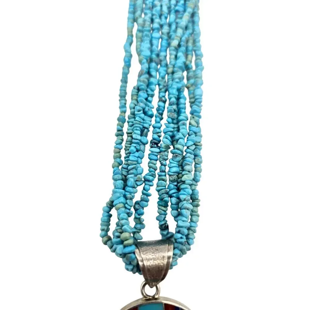 Rare Ray Tracey Knifewing Navajo Sterling Silver Pendant & Turquoise Necklace